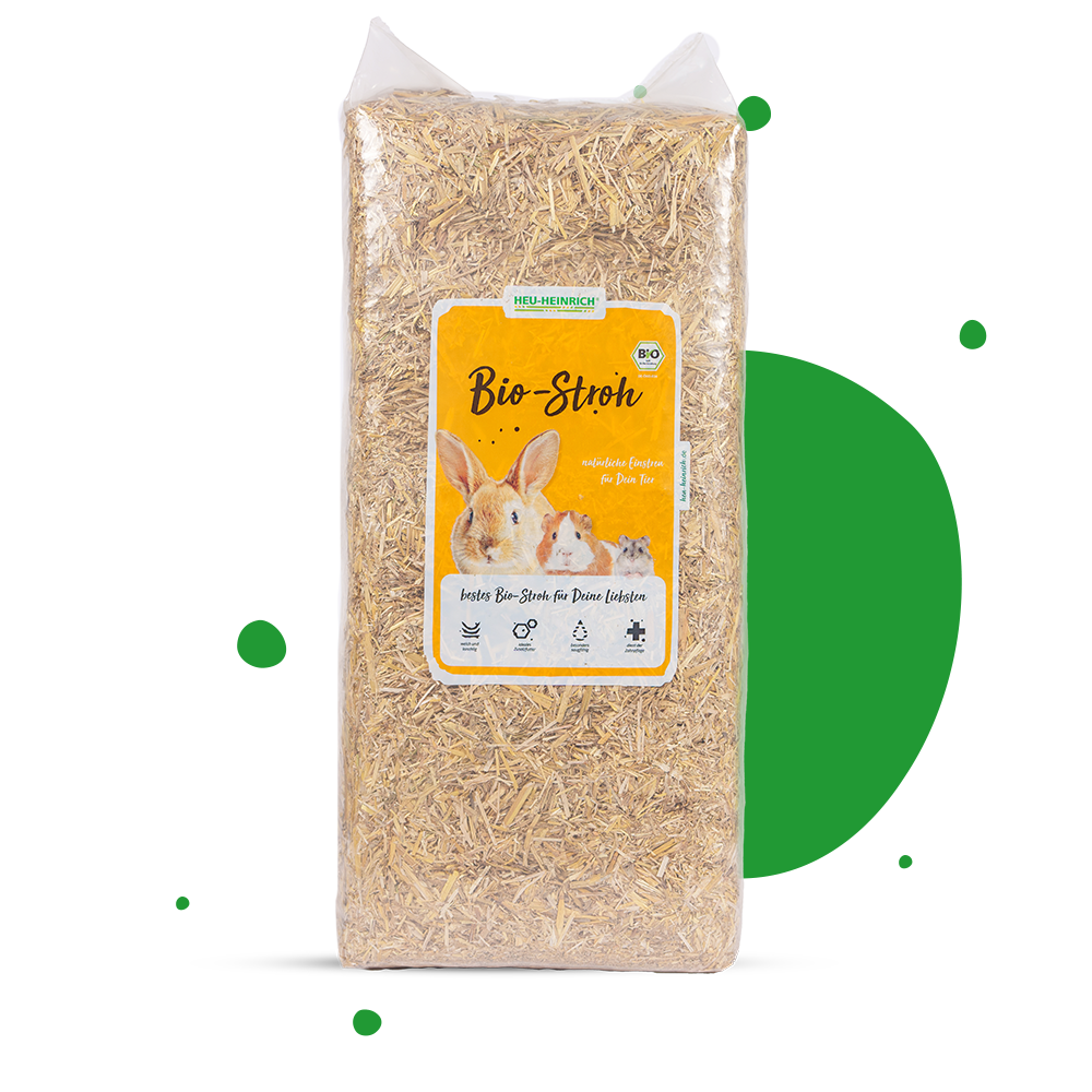 Heu Heinrich Bio-Stroh 8 kg – weiches Einstreu für Nager und Kleintiere, Vorderseite