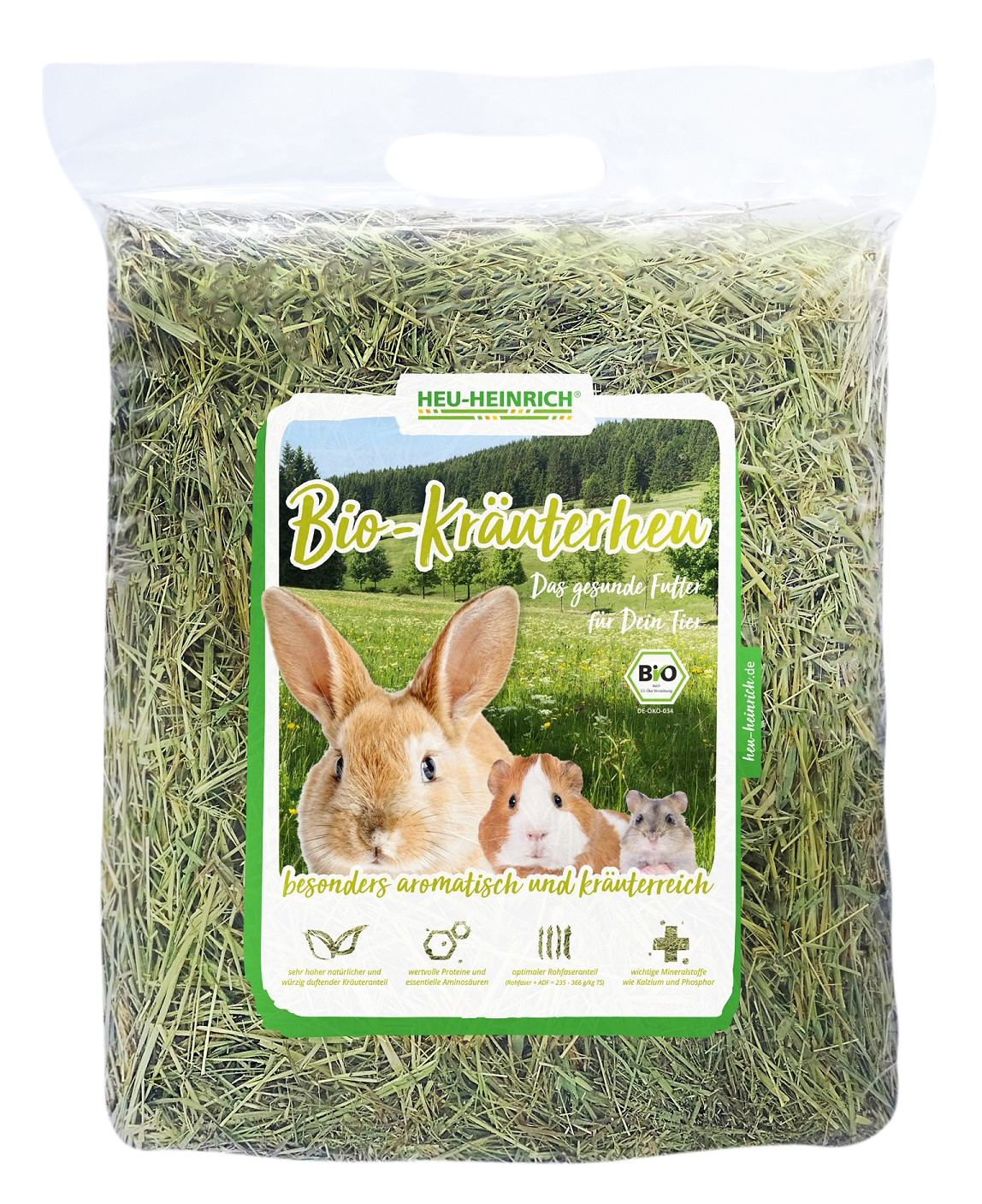 Bio-Kraeuter-Heu-VS_k_t 1kg Bio-Kräuterheu von Heu-Heinrich für Kaninchen, Meerschweinchen und Hamster im transparenten Beutel